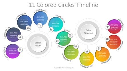 11 Colored Circles Timeline, Slide 2, 08061, Process Diagrams — PoweredTemplate.com