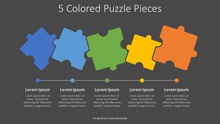 5 Colored Puzzle Pieces, Slide 2, 08087, Puzzle Diagrams — PoweredTemplate.com