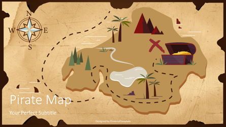 Pirate Map Cover Slide, Gratis Tema Google Slides, 08097, Templat Presentasi — PoweredTemplate.com