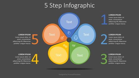 5 Colored Petal Like Step Infographic, Dia 2, 08099, Infographics — PoweredTemplate.com
