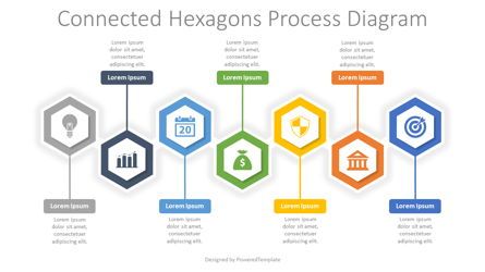 7 Connected Hexagons Process Diagram, スライド 2, 08181, インフォグラフィック — PoweredTemplate.com