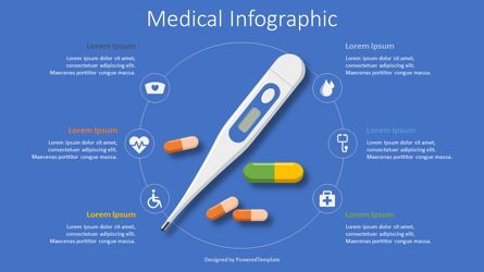Thermometer and Tablets Medical Infographic, 免费 Google幻灯片主题, 08185, 信息图 — PoweredTemplate.com