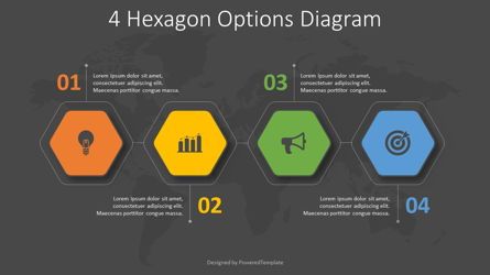 4 Hexagon Options Diagram, Diapositiva 2, 08221, Infografías — PoweredTemplate.com