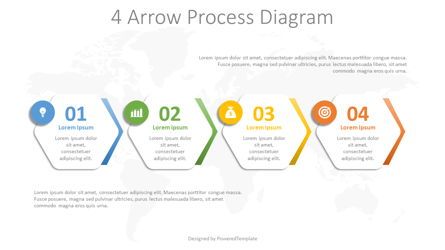 4 Arrow Process Hexagon Diagram, Dia 2, 08260, Infographics — PoweredTemplate.com