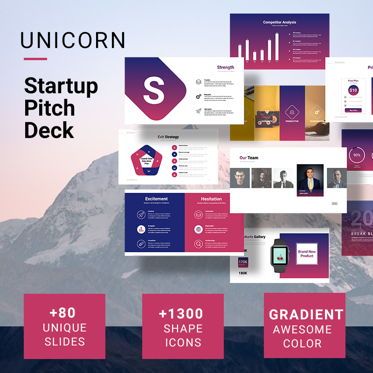UNICORN Startup Pitch Deck Template KEYNOTE, Modele Keynote, 08268, Modèles de présentations — PoweredTemplate.com