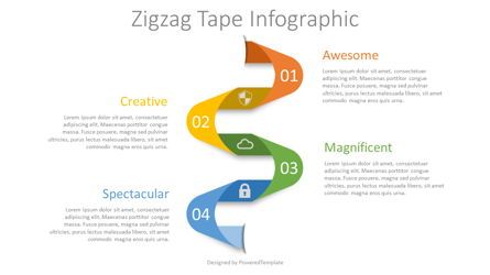 Zigzag Tape Infographic, 무료 Google 슬라이드 테마, 08299, 프로세스 도표 — PoweredTemplate.com