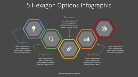 5 Colored Hexagon Options, Diapositive 2, 08301, Infographies — PoweredTemplate.com