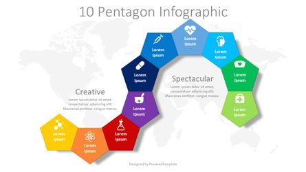 10 Pentagon Infographic, Gratis Google Presentaties-thema, 08304, Infographics — PoweredTemplate.com