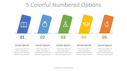 5 Colorful Numbered Options, Dia 2, 08312, Infographics — PoweredTemplate.com