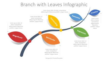 Branch with Leaves Infographic, Deslizar 2, 08329, Infográficos — PoweredTemplate.com