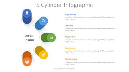 5 Volumetric Cylinders Infographic, Deslizar 2, 08339, Infográficos — PoweredTemplate.com
