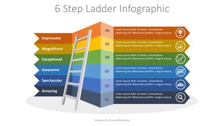 6 Step Ladder Infographic, 免费 PowerPoint模板, 08340, 流程图 — PoweredTemplate.com