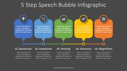 5 Step Speech Bubble Timeline, Dia 2, 08352, Stage diagrams — PoweredTemplate.com