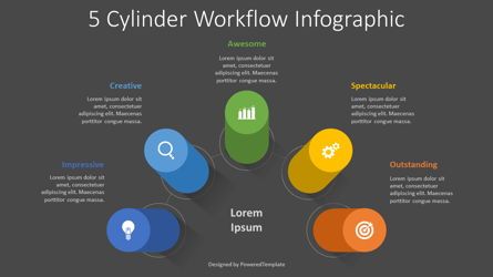5 Cylinder Workflow Infographic, 슬라이드 2, 08363, 인포메이션 그래픽 — PoweredTemplate.com