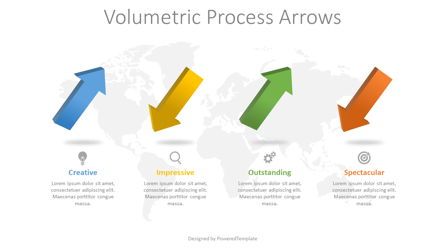4 Volumetric Alternate Process Arrows, Diapositiva 2, 08370, Diagramas de proceso — PoweredTemplate.com