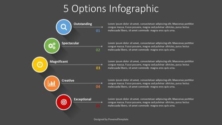 5 Circle Options Infographic, 無料 Googleスライドのテーマ, 08395, インフォグラフィック — PoweredTemplate.com