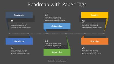 Roadmap with Paper Tags, Dia 2, 08405, Infographics — PoweredTemplate.com