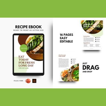 Diet today recipe ebook print template, Modelo do PowerPoint, 08433, Modelos de Apresentação — PoweredTemplate.com