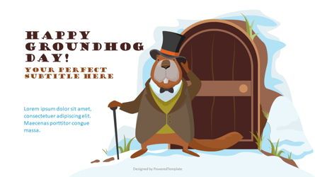 Happy Groundhog Day Cover Slide, 免费 Google幻灯片主题, 08484, 演示模板 — PoweredTemplate.com