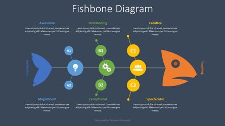 Fishbone Diagram Concept, Dia 2, 08575, Businessmodellen — PoweredTemplate.com