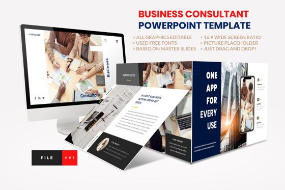 Business - Consultant Finance PowerPoint Template, PowerPoint-sjabloon, 08597, Presentatie Templates — PoweredTemplate.com
