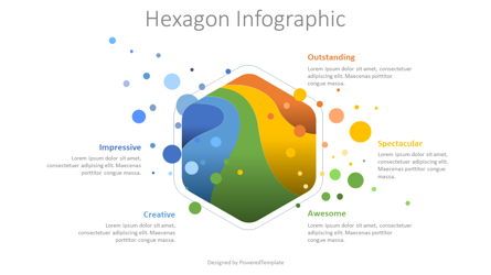 Hexagon and Colored Blobs Infographic, スライド 2, 08632, 図形 — PoweredTemplate.com