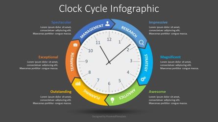 Clock Cycle Infographic, Diapositiva 2, 08662, Diagramas de proceso — PoweredTemplate.com
