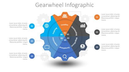 Gearwheel Infographic, Gratis Google Presentaties-thema, 08684, Infographics — PoweredTemplate.com