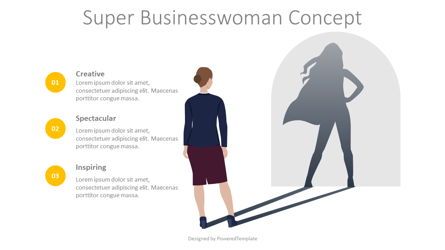 Super Businesswoman Concept, Slide 2, 08706, Presentation Templates — PoweredTemplate.com