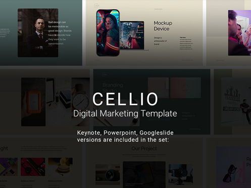 CELLIO Digital Marketing Powerpoint Template, 08734, Presentation Templates — PoweredTemplate.com
