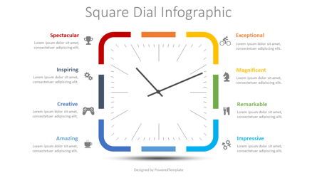 Square Dial Infographic, Gratis Google Presentaties-thema, 08751, Stage diagrams — PoweredTemplate.com