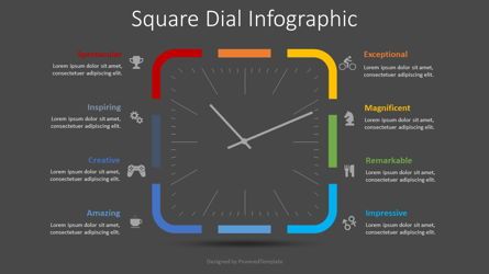 Square Dial Infographic, スライド 2, 08751, 段階図 — PoweredTemplate.com