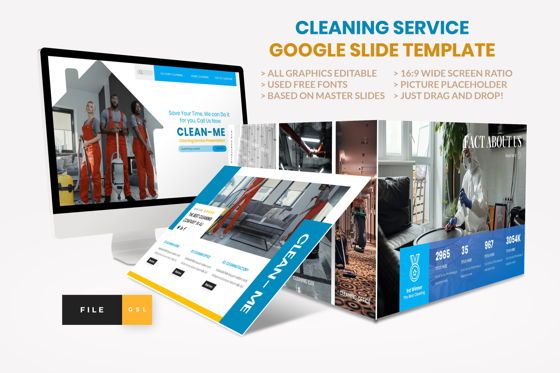 Cleaning Service Google Slide Template, Google Slides Thema, 08752, Business Modelle — PoweredTemplate.com
