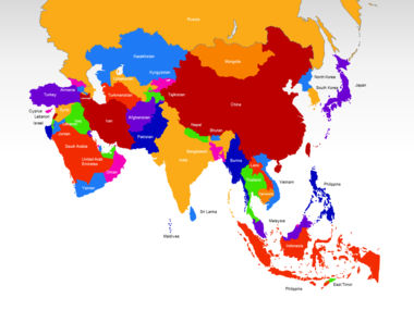 Asia PowerPoint Map, Slide 2, 00002, Modelli Presentazione — PoweredTemplate.com