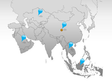 Asia PowerPoint Map, スライド 5, 00002, プレゼンテーションテンプレート — PoweredTemplate.com