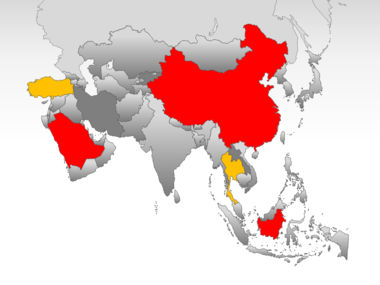 Asia PowerPoint Map, Slide 9, 00002, Modelli Presentazione — PoweredTemplate.com