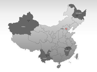 中国PowerPoint地图, 幻灯片 3, 00003, 演示模板 — PoweredTemplate.com