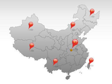 中国PowerPoint地图, 幻灯片 5, 00003, 演示模板 — PoweredTemplate.com