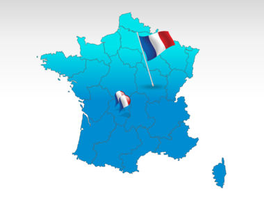 France PowerPoint Kaart, PowerPoint-sjabloon, 00005, Presentatie Templates — PoweredTemplate.com
