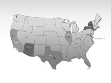 美国PowerPoint地图, 幻灯片 3, 00012, 演示模板 — PoweredTemplate.com
