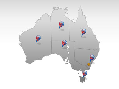澳大利亚PowerPoint地图, 幻灯片 5, 00016, 演示模板 — PoweredTemplate.com