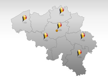 Belgium PowerPoint Map, スライド 5, 00019, プレゼンテーションテンプレート — PoweredTemplate.com
