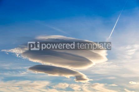 Nature: Large circular clouds (Altocumulus lenticularis duplicatus) in t #03089 Photo