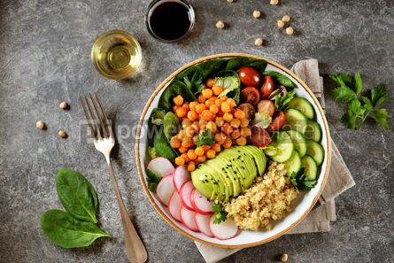 salad with chickpeas quinoa cherry tomatoes cucumber radish #0