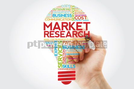Business: Market Research bulb word cloud with marker business concept #11249 Photo