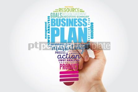 Business: Business plan light bulb word cloud collage business concept ba #13490 Photo