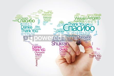 Thank You in many languages World Map in Typography word cloud w Stock ...