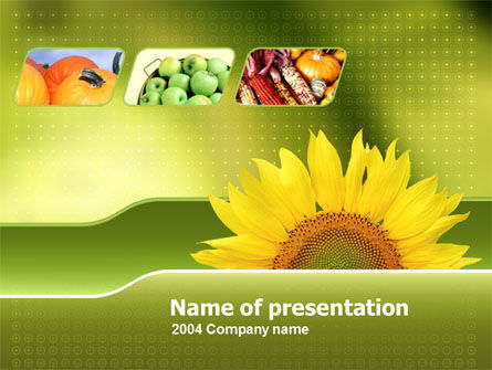 Zonnebloem PowerPoint Template, Gratis PowerPoint-sjabloon, 00070, Landbouw — PoweredTemplate.com