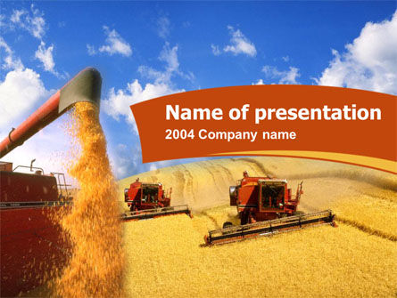 Tarwe Oogsten PowerPoint Template, Gratis PowerPoint-sjabloon, 00172, Landbouw — PoweredTemplate.com