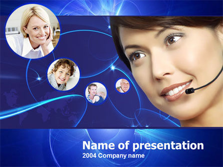 Call Center Diensten PowerPoint Template, Gratis PowerPoint-sjabloon, 00195, Telecommunicatie — PoweredTemplate.com